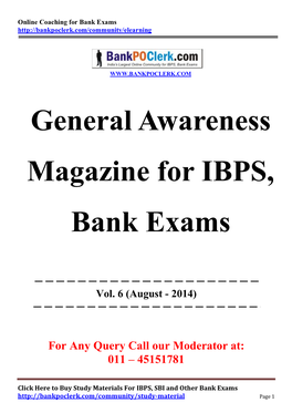 General Awareness Magazine for IBPS, Bank Exams