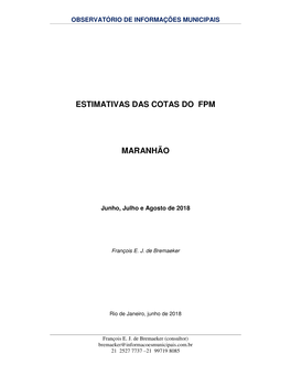 Estimativas Das Cotas Do Fpm Maranhão