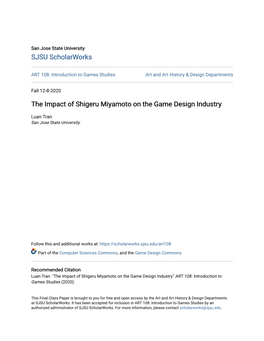 The Impact of Shigeru Miyamoto on the Game Design Industry