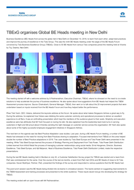 Tbexg Organises Global BE Heads Meeting in New Delhi