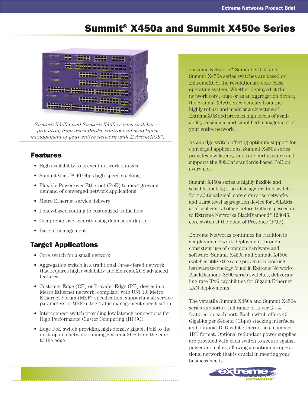 Summit® X450a and Summit X450e Series