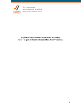 Report on the National Constituent Assembly Its Use As Part of the Institutional Facade in Venezuela