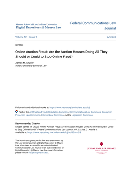 Are the Auction Houses Doing All They Should Or Could to Stop Online Fraud?