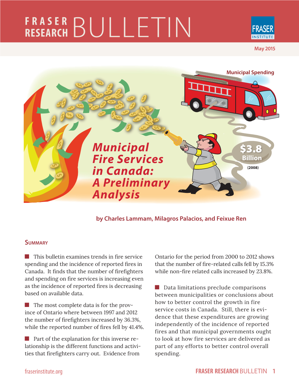 Municipal Fire Services in Canada: a Preliminary Analysis