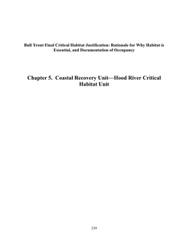 Chapter 5. Coastal Recovery Unit—Hood River Critical Habitat Unit