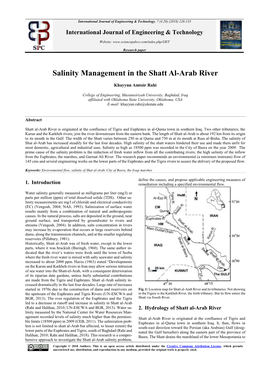 Salinity Management in the Shatt Al-Arab River