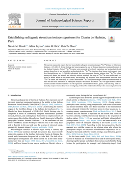 Establishing Radiogenic Strontium Isotope Signatures for Chavín De Huántar, Peru