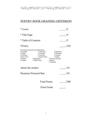 Poetry Book Grading Criterion