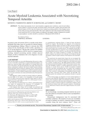 2002-246-1 Acute Myeloid Leukemia Associated with Necrotizing