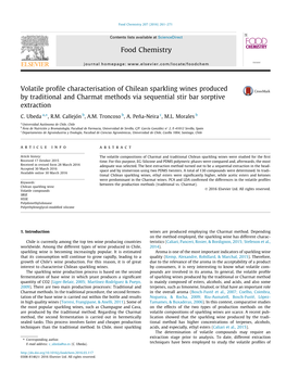 Volatile Profile Characterisation of Chilean Sparkling Wines Produced by Traditional and Charmat Methods Via Sequential Stir