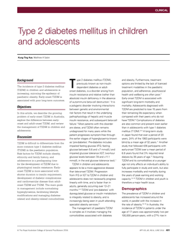 Type 2 Diabetes Mellitus in Children and Adolescents