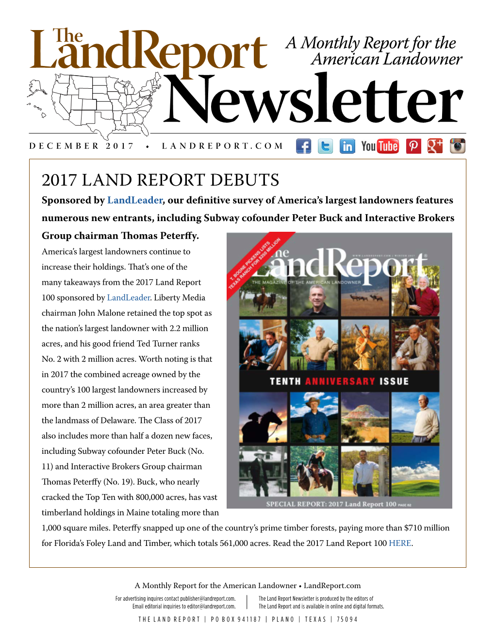 Land Report December 2017 Newsletter