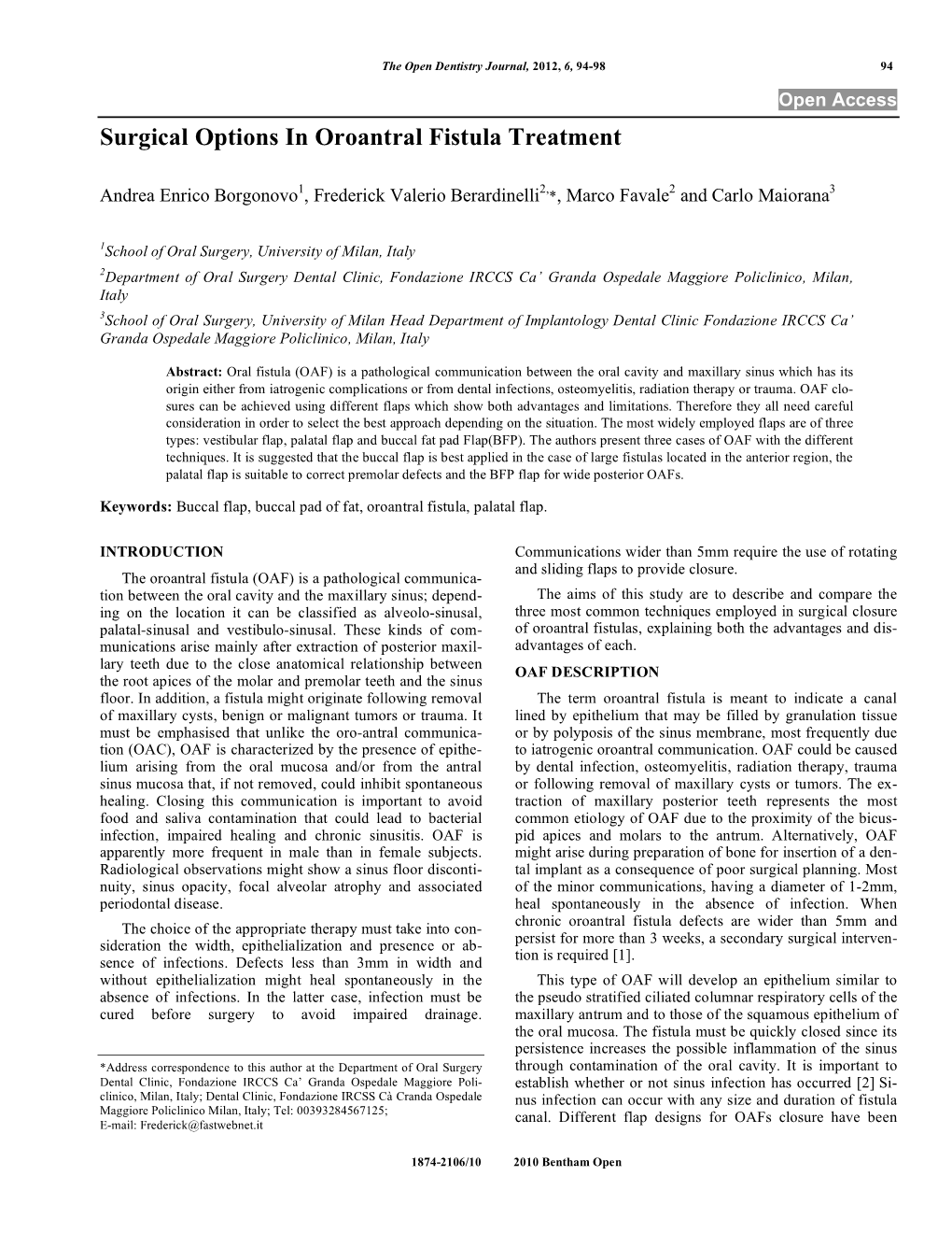 Surgical Options in Oroantral Fistula Treatment