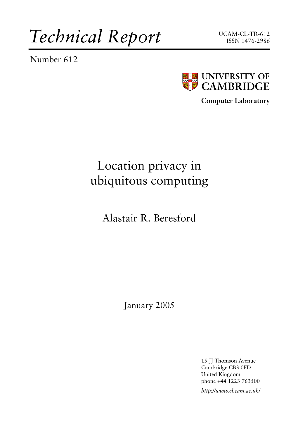 Location Privacy in Ubiquitous Computing