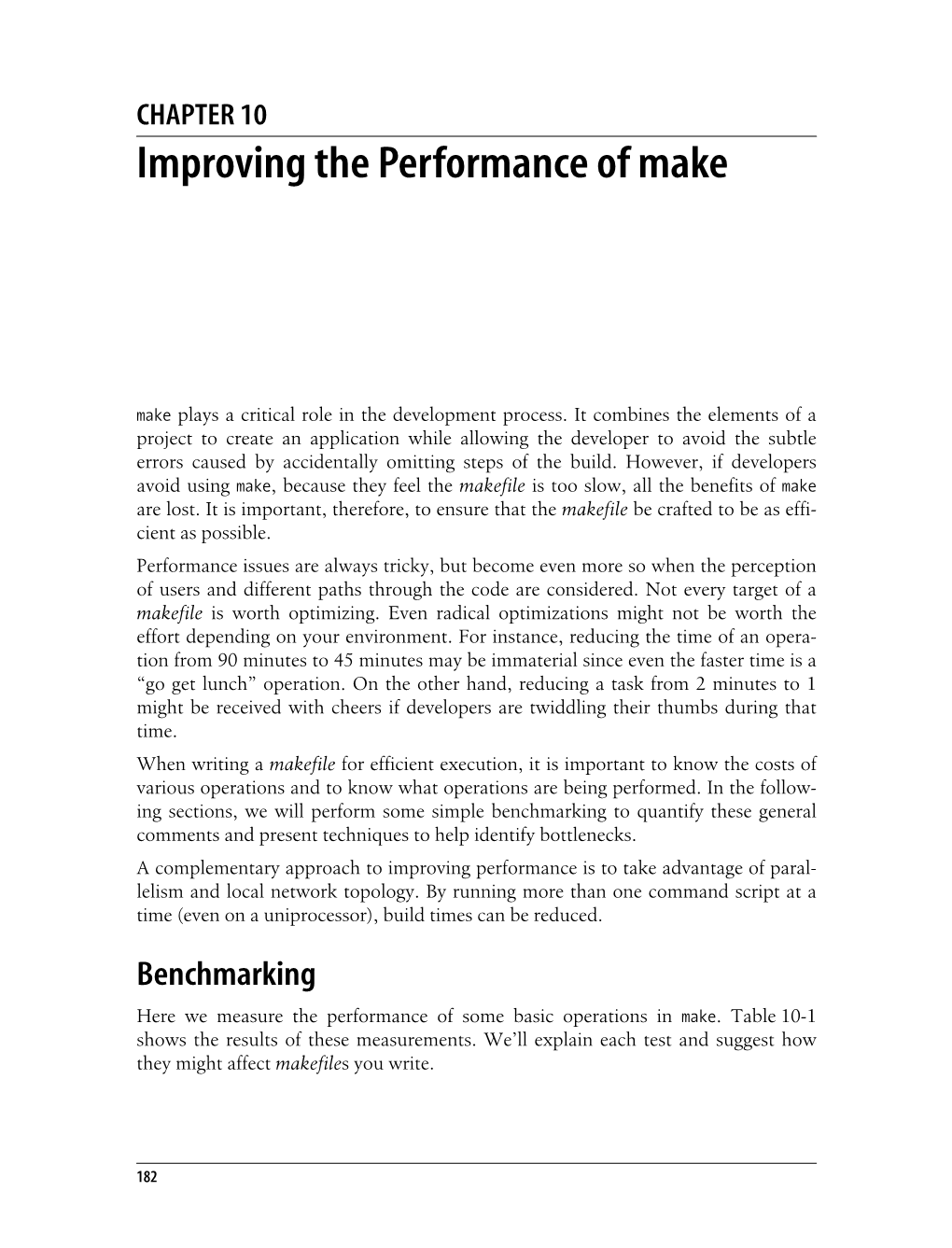 Chapter 10: Improving the Performance of Make