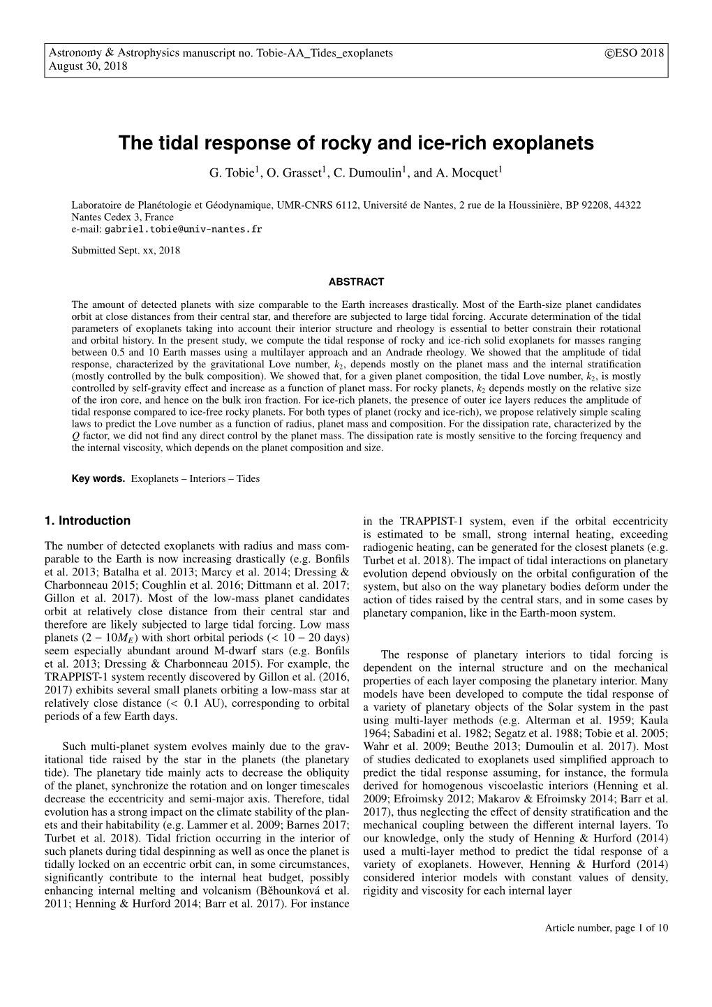 The Tidal Response of Rocky and Ice-Rich Exoplanets G