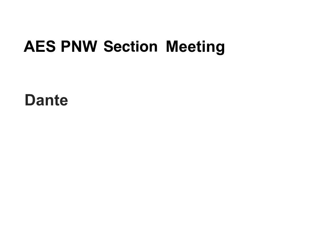 AES PNW Chapter Meeting Dante