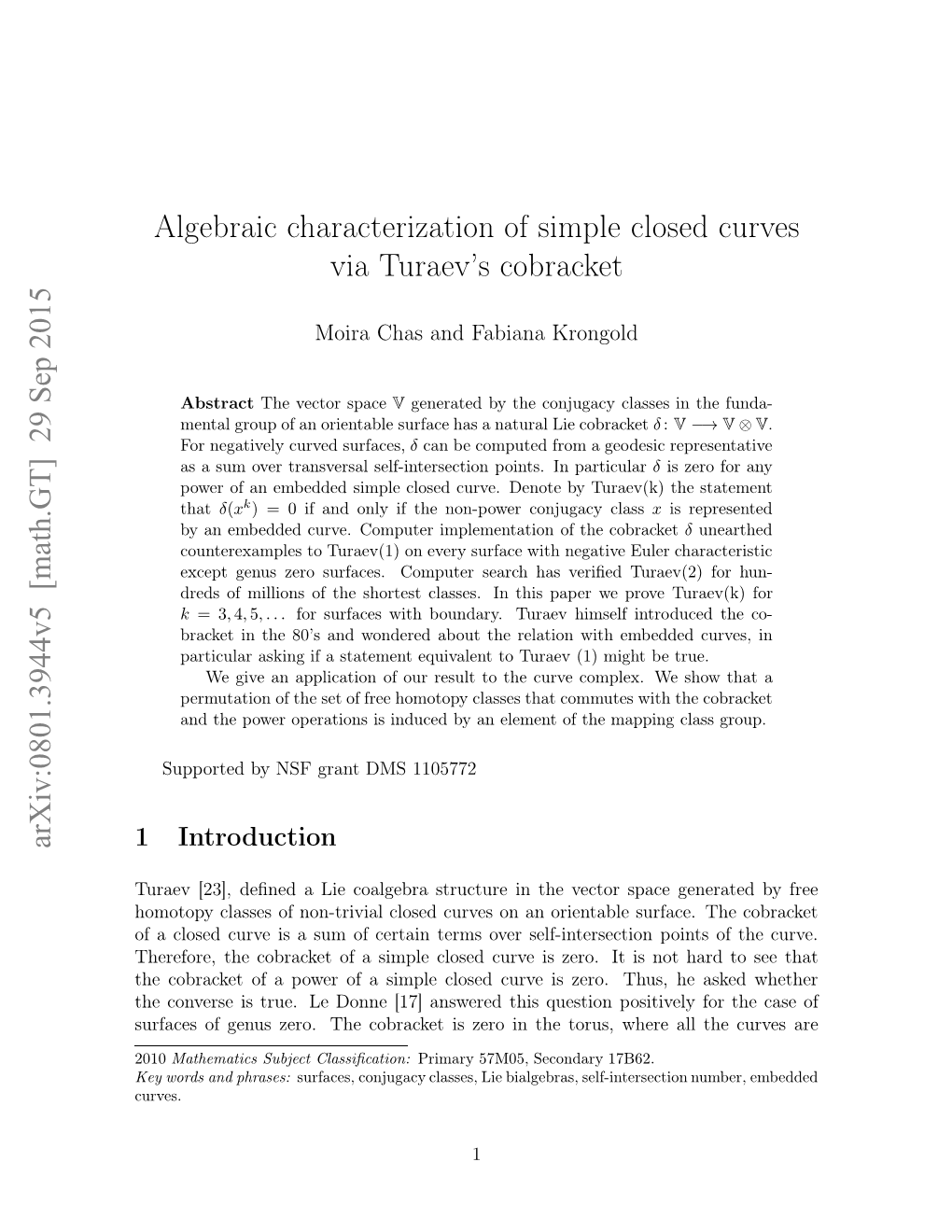 An Algebraic Characterization of Simple Closed Curves on Surfaces with Boundary, Journal of Topology and Analysis (JTA), Volume: 2, Issue: 3(2010) Pp