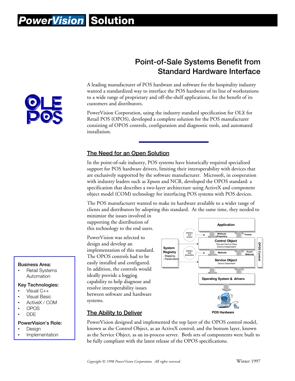 Point-Of-Sale Systems Benefit from Standard Hardware Interface