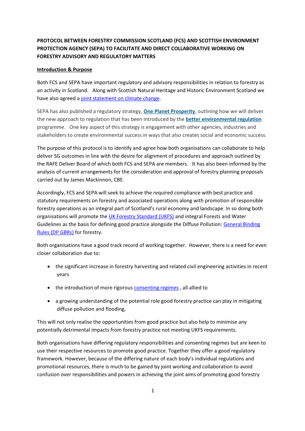 1 Protocol Between Forestry Commission Scotland (Fcs