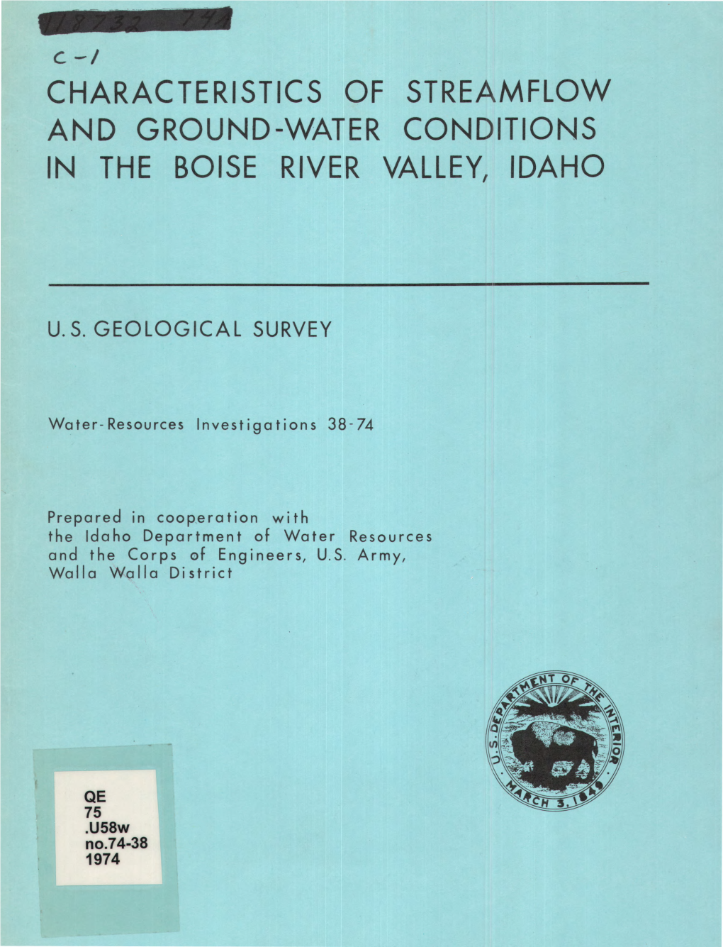 Characteristics of Streamflow and Ground-Water Conditions in the Boise River Valley, Idaho