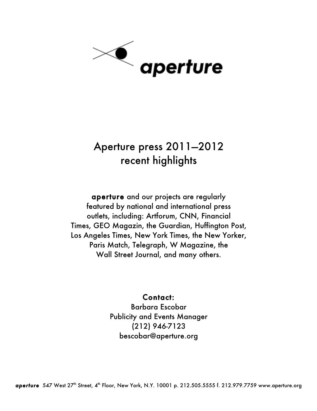 Aperture Press 2011—2012 Cover