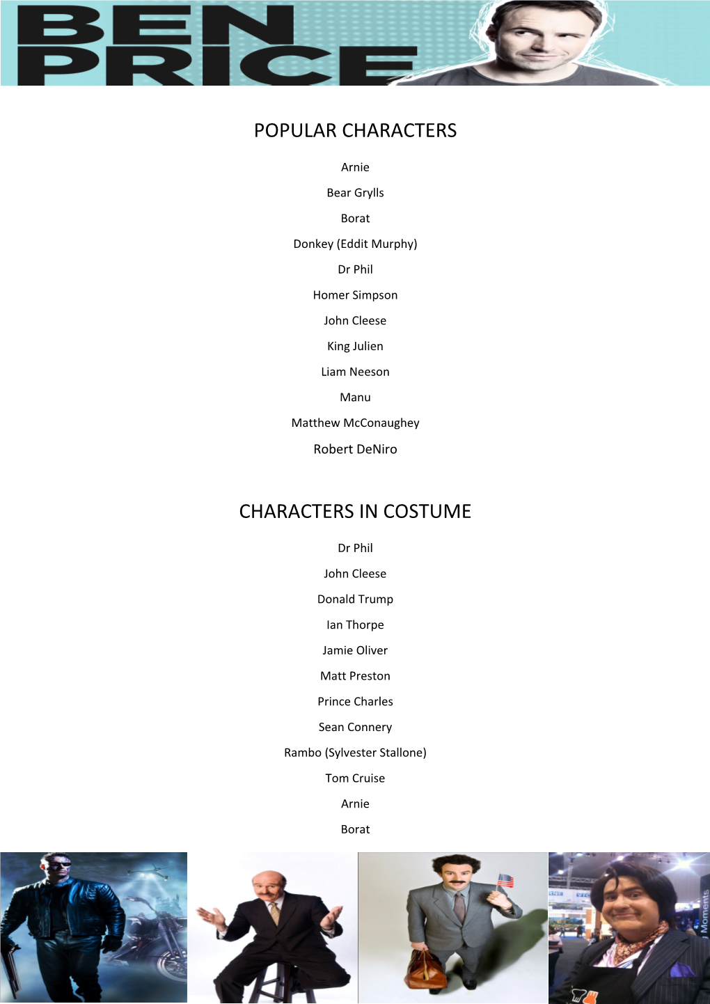 Popular Characters Characters in Costume