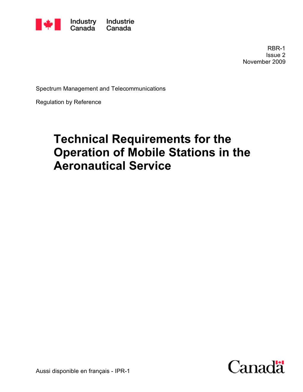 Technical Requirements for the Operation of Mobile Stations in the Aeronautical Service