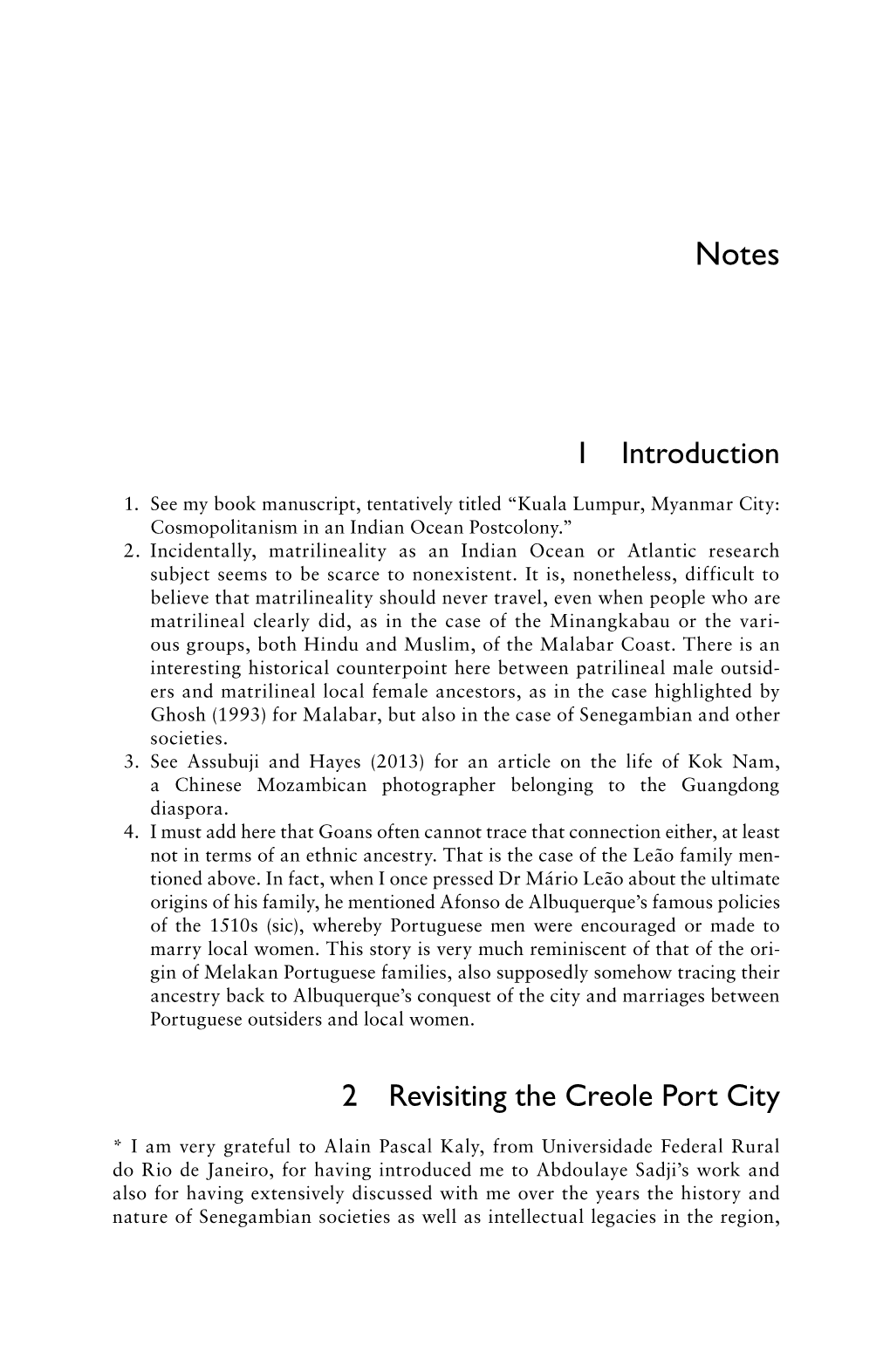 1 Introduction 2 Revisiting the Creole Port City