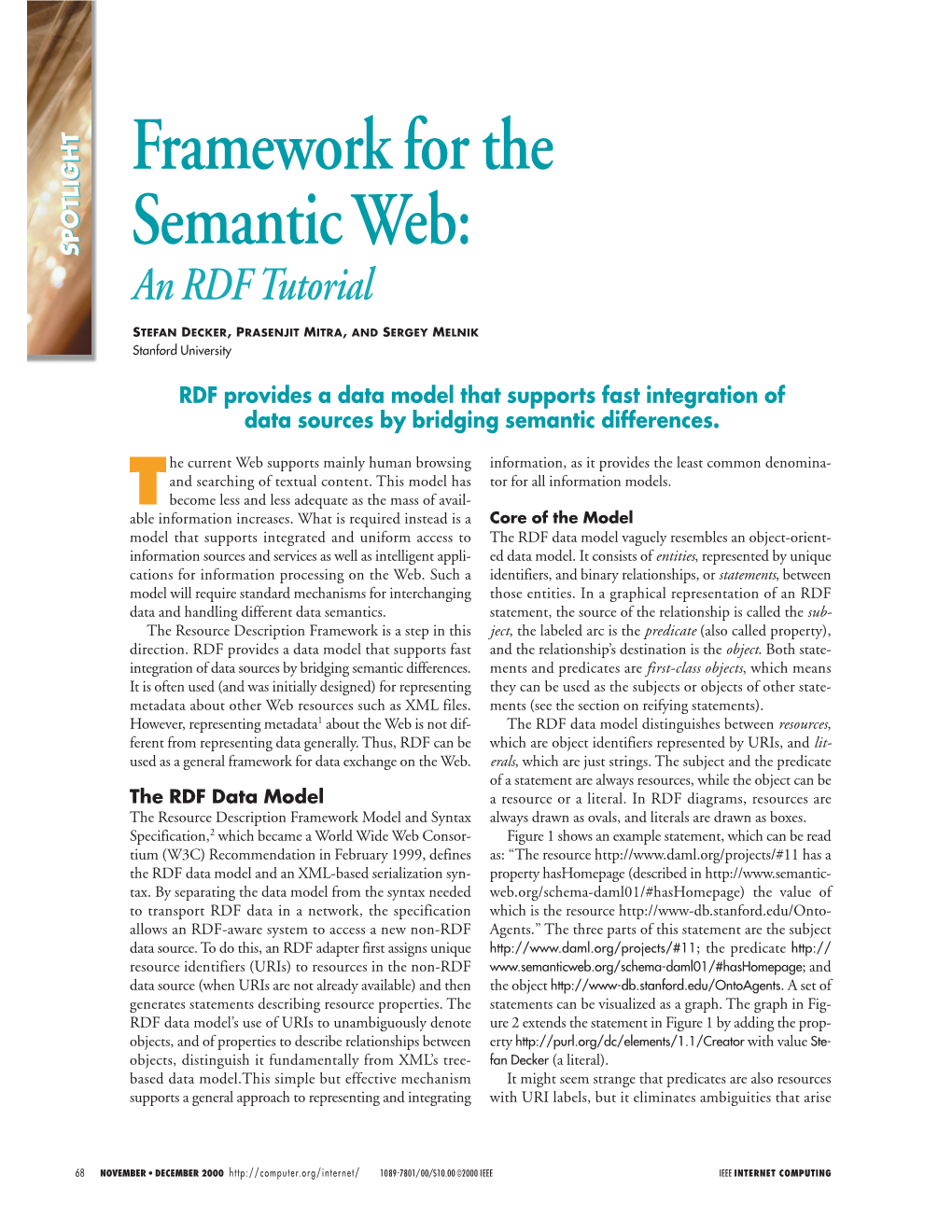 Framework for the Semantic Web: an RDF Tutorial