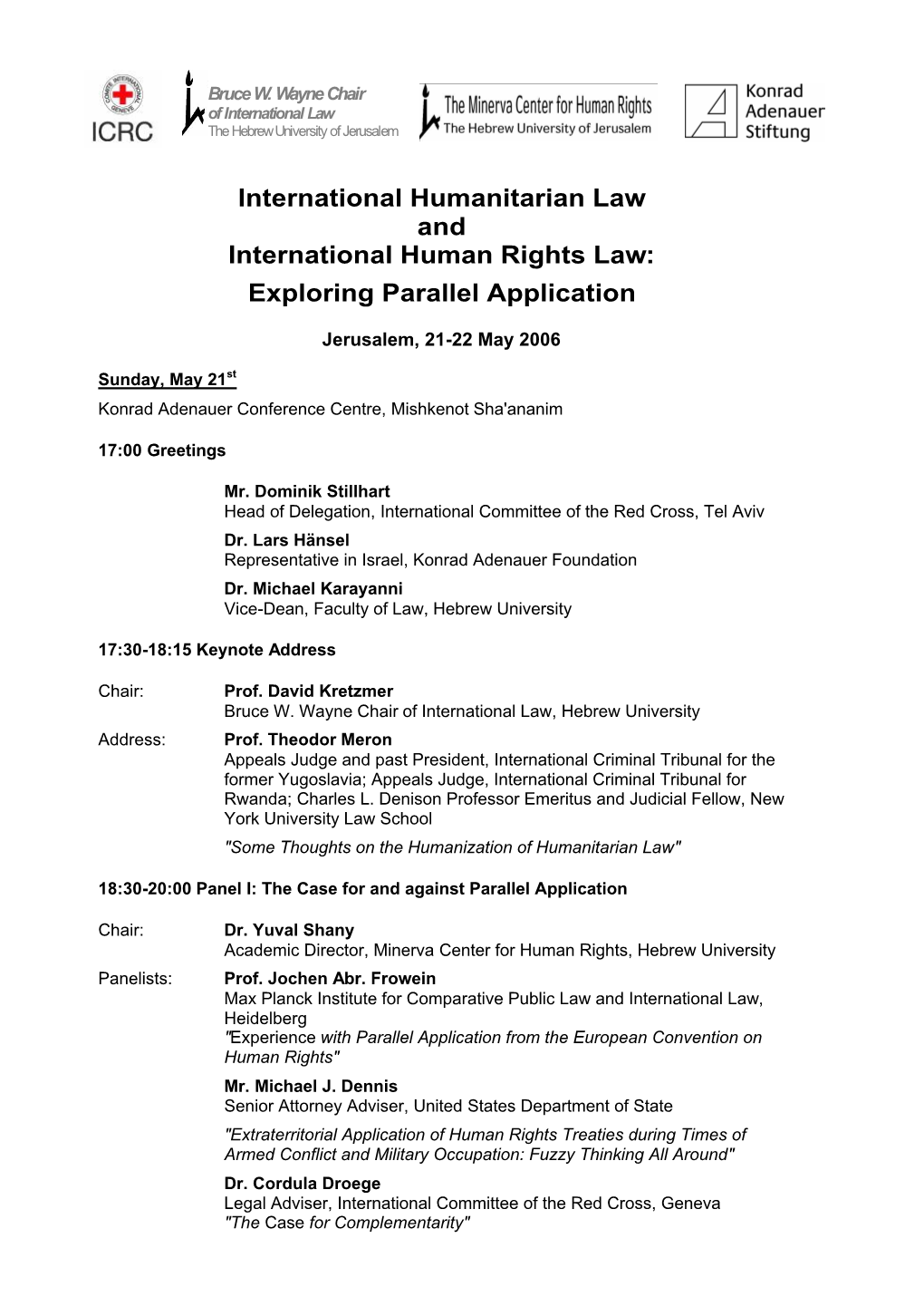 May Conference Program for ICRC Website