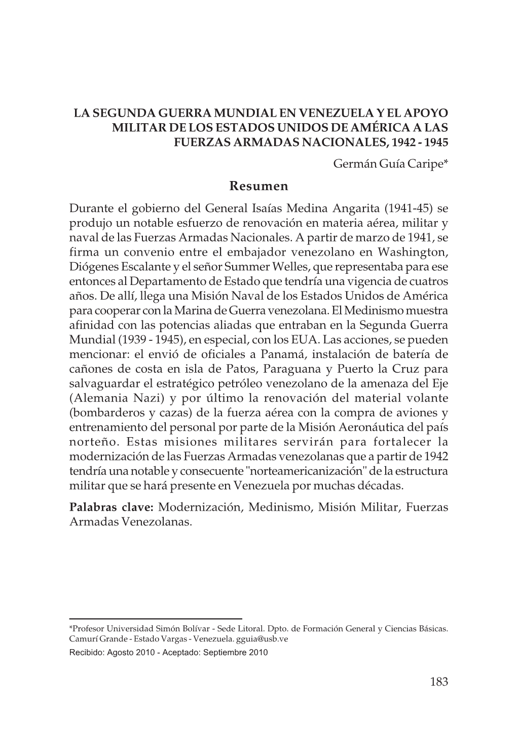 La Segunda Guerra Mundial En Venezuela Y El Apoyo Militar De Los