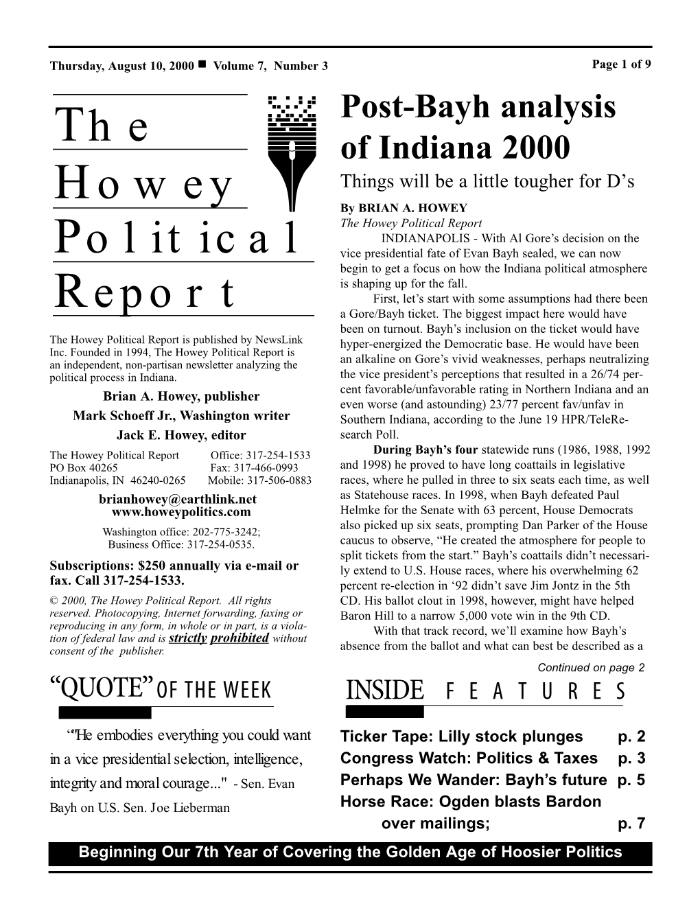 The Howey Political Report