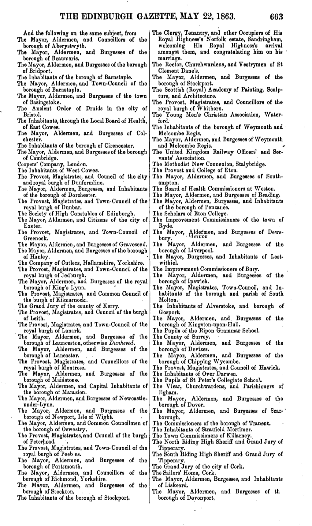 The Edinbuegh Gazette, May 22,1863. 663