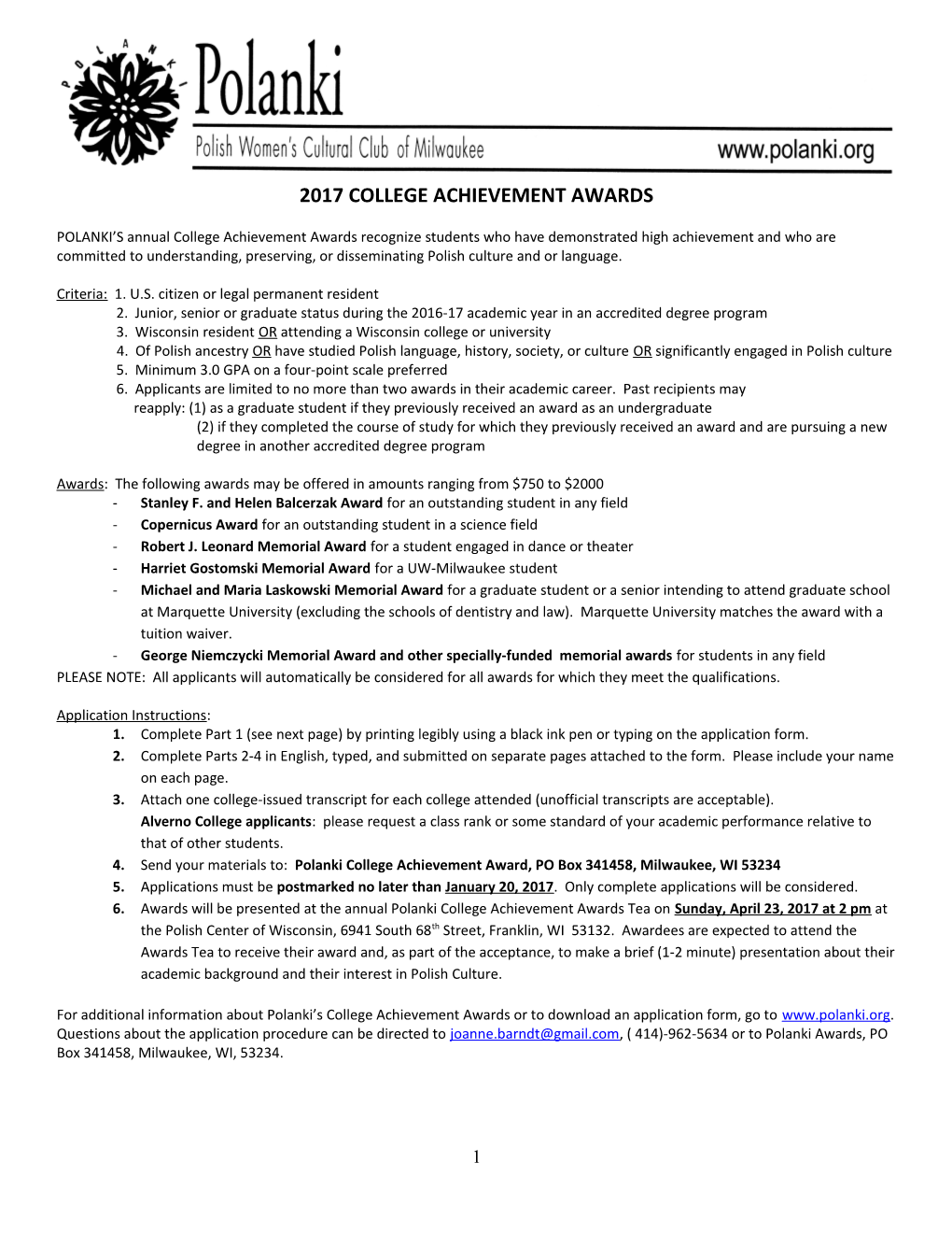 Polanki Annually Sponsors a College Achievement Awards Competition to Recognize Students