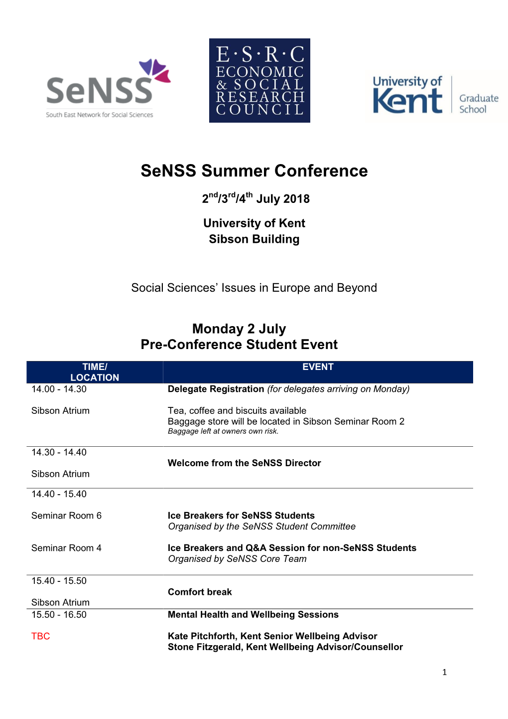 Senss Summer Conference