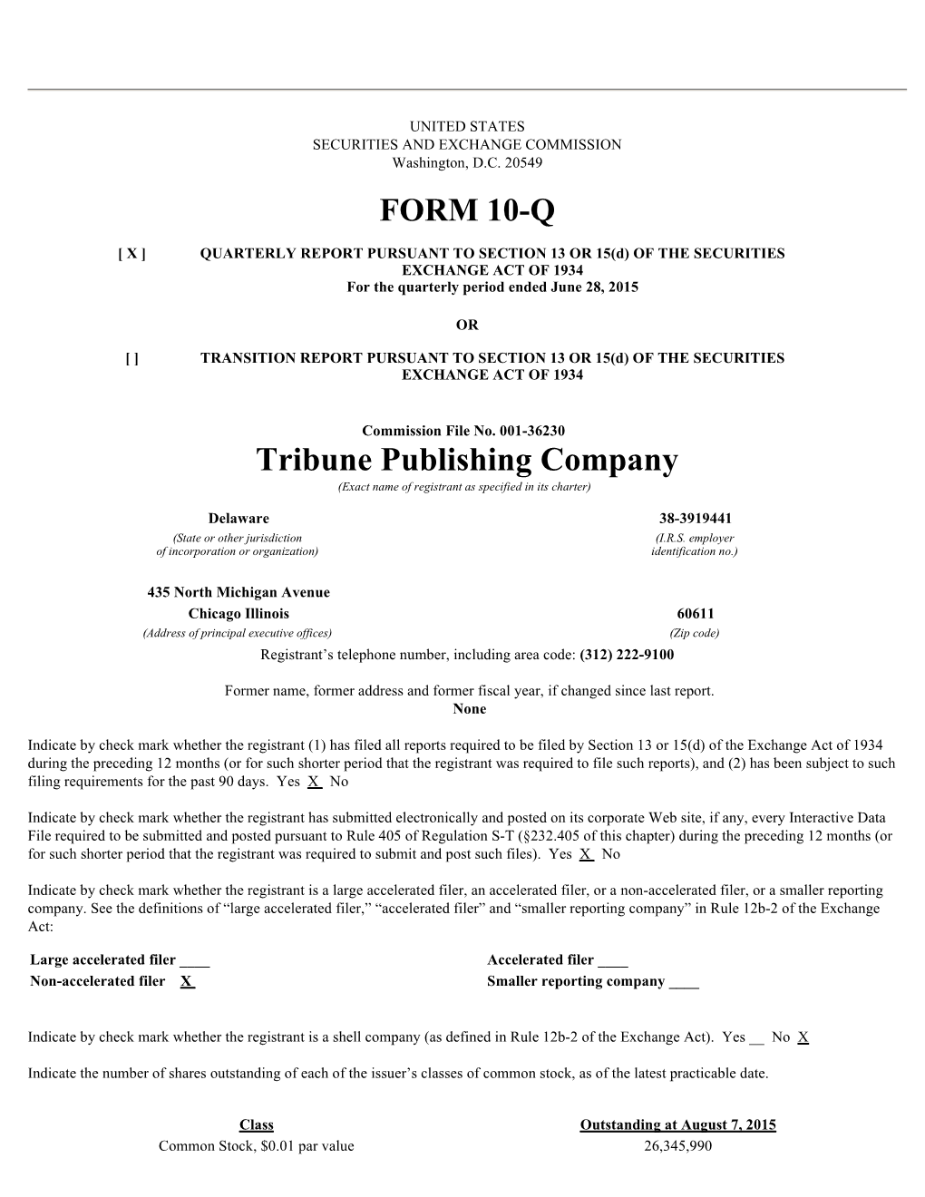 FORM 10-Q Tribune Publishing Company