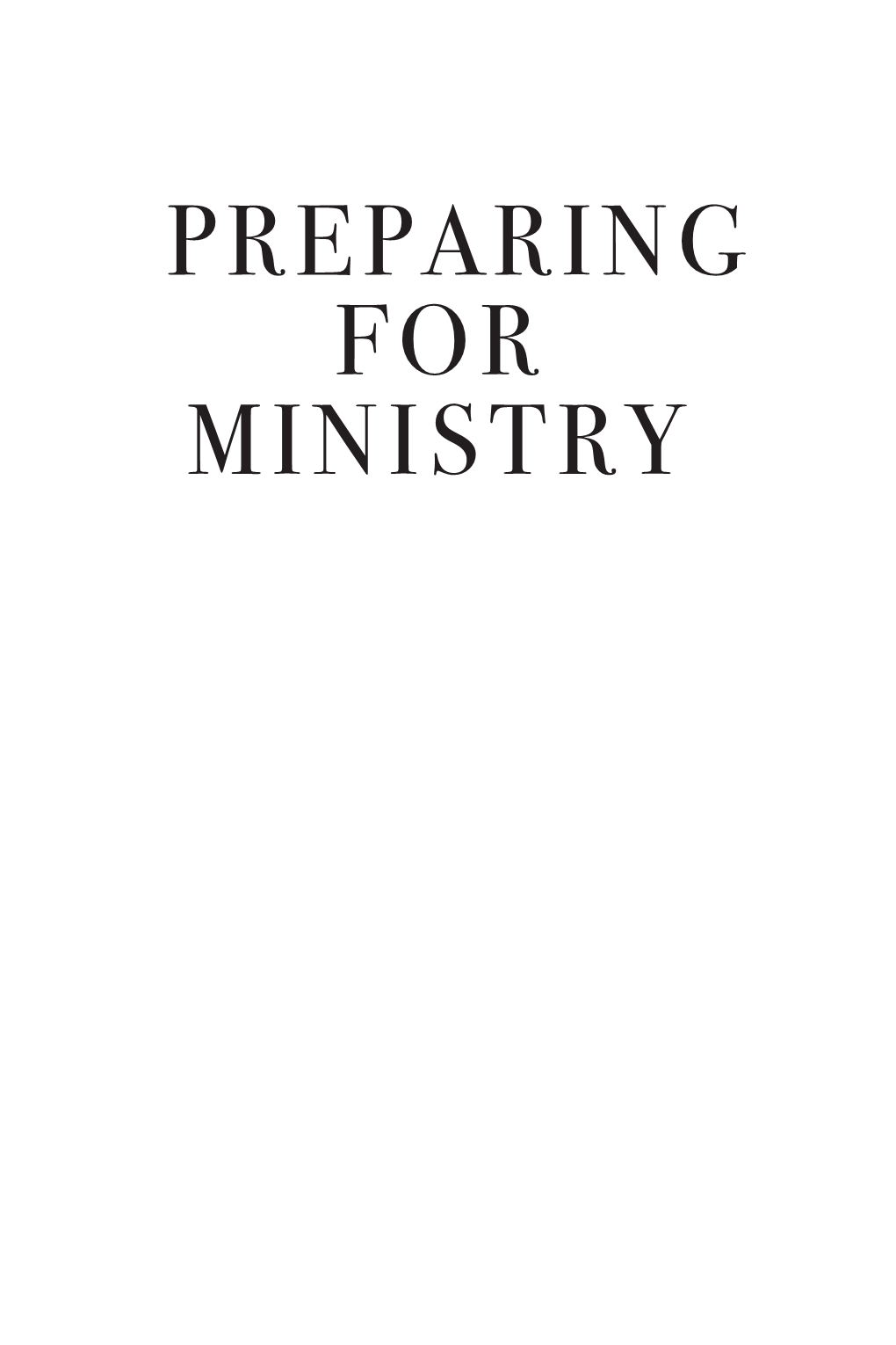 Preparing for Ministry