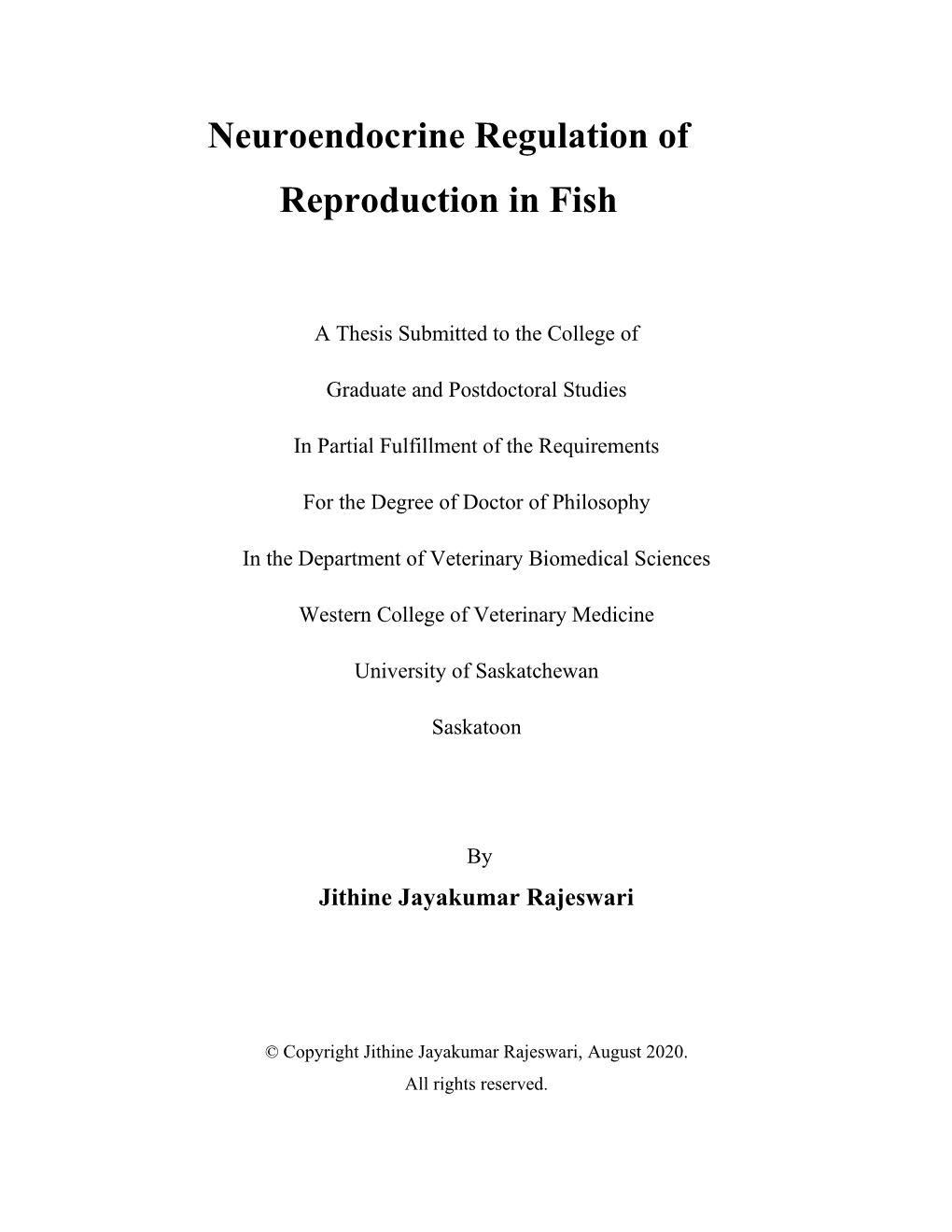 Neuroendocrine Regulation of Reproduction in Fish