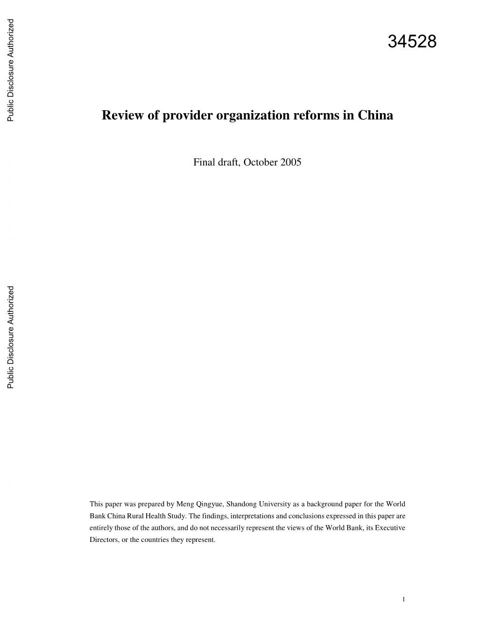 Review of Provider Organization Reforms in China