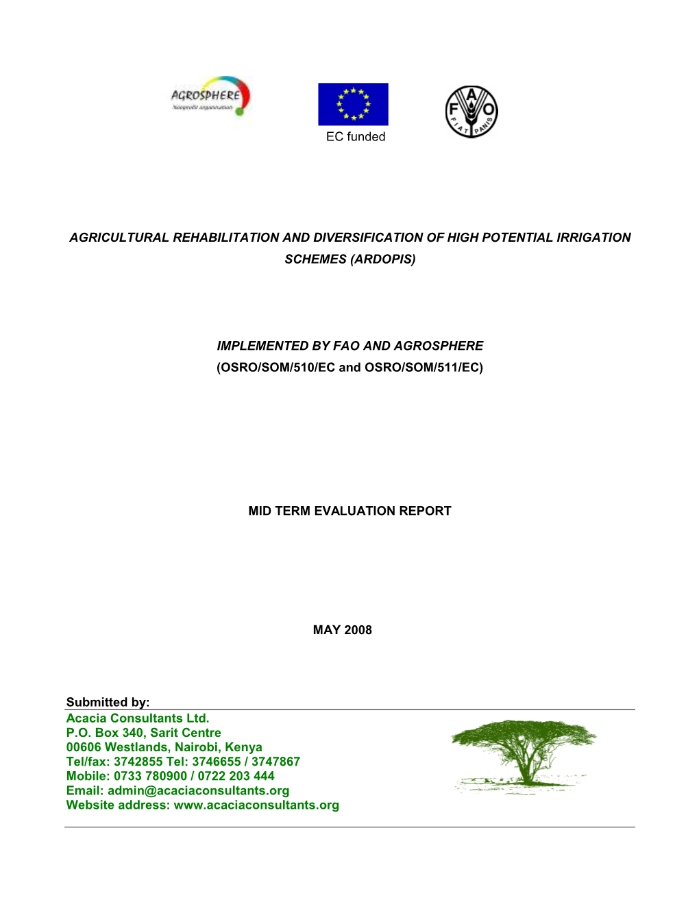 Agricultural Rehabilitation and Diversification of High Potential Irrigation Schemes (Ardopis)