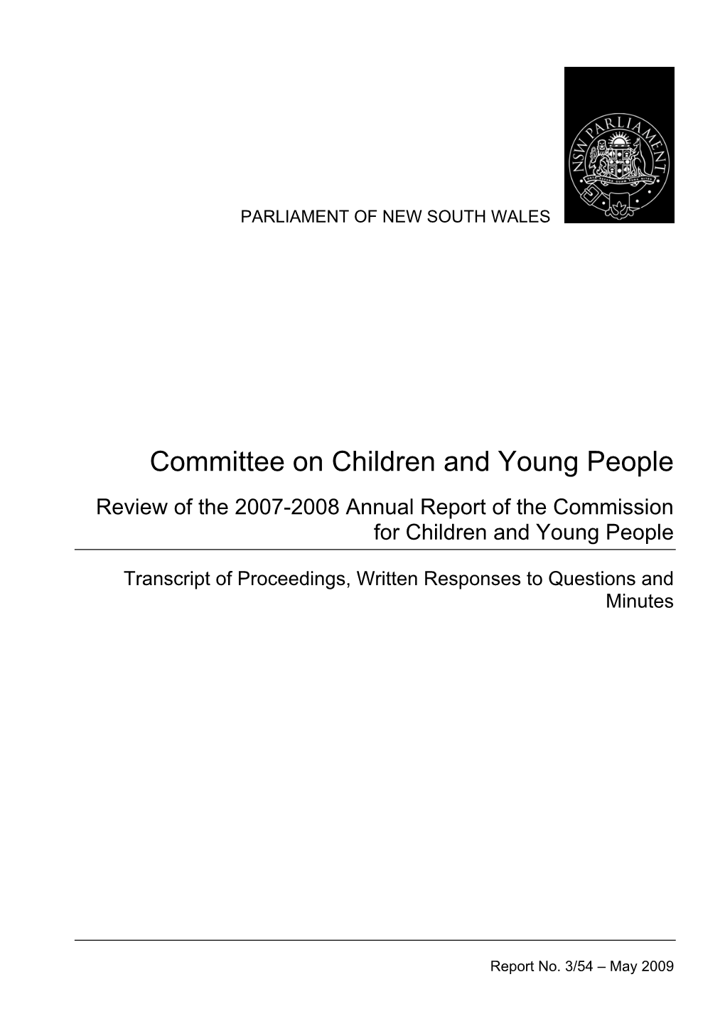 Report of the Commission for Children and Young People