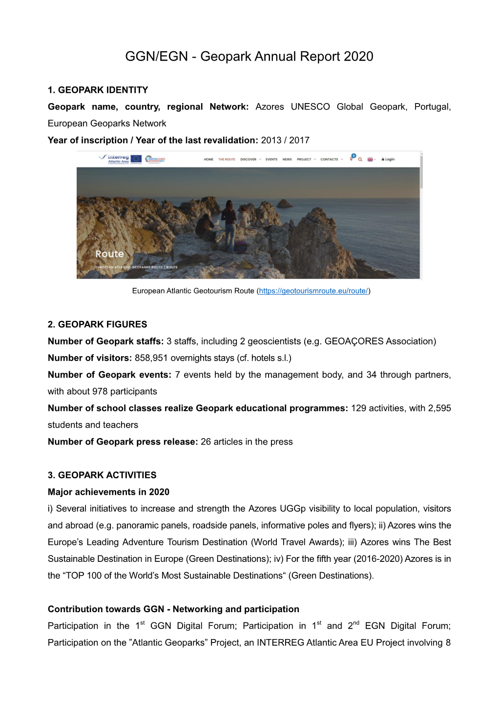 GGN/EGN - Geopark Annual Report 2020