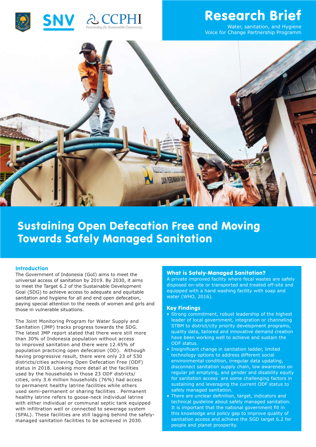 Sustaining ODF and Moving Towards Safely Managed Sanitation