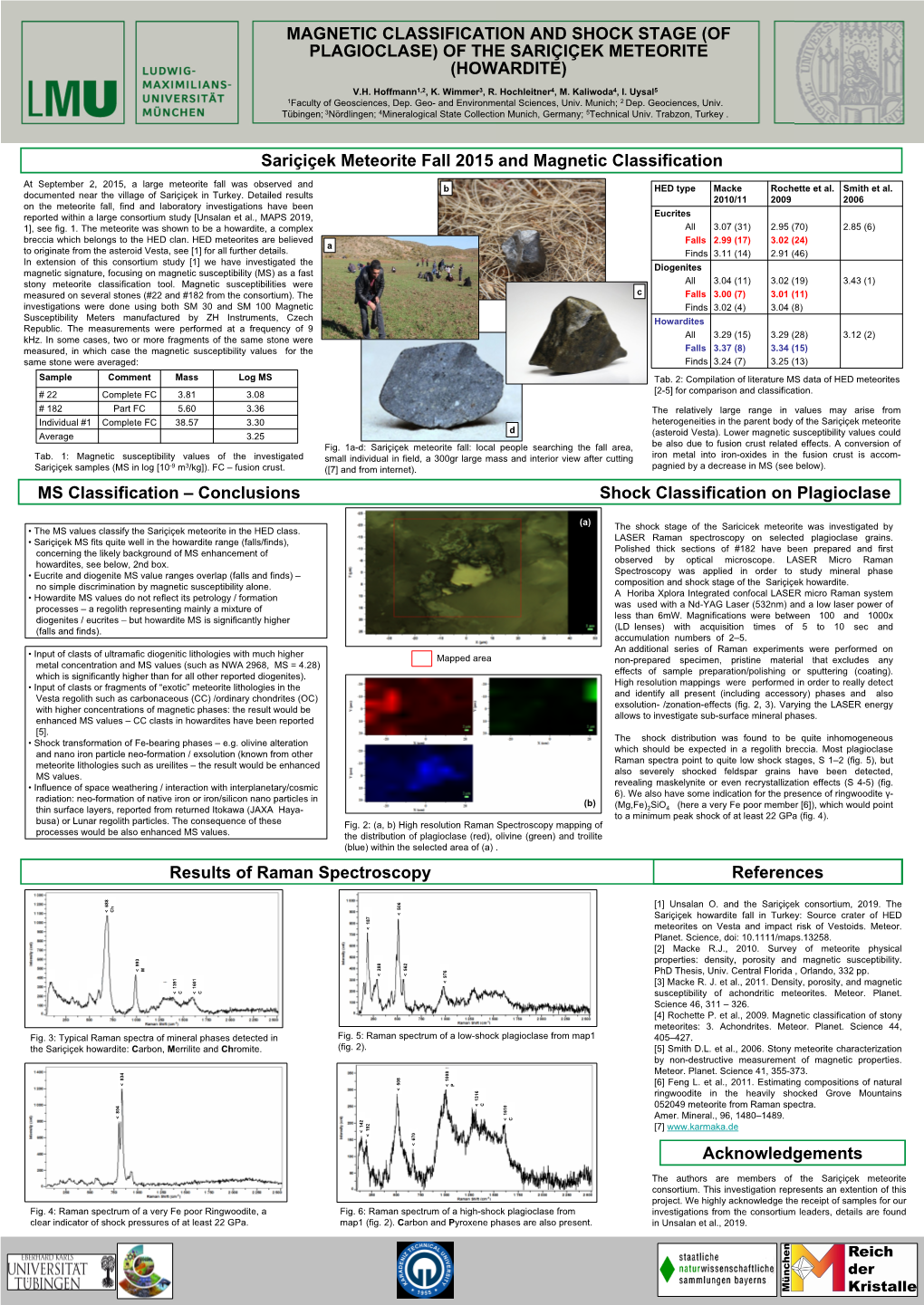 MAGNETIC CLASSIFICATION and SHOCK STAGE (OF PLAGIOCLASE) of the SARIÇIÇEK METEORITE (HOWARDITE) MS Classification – Conclusi