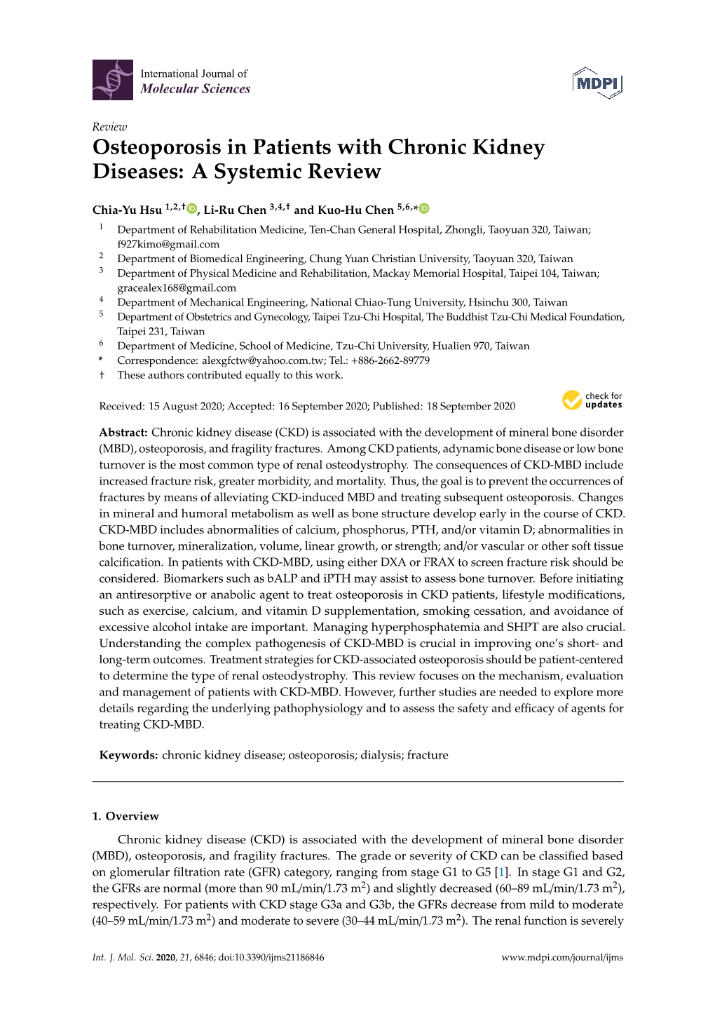 Osteoporosis in Patients with Chronic Kidney Diseases: a Systemic Review