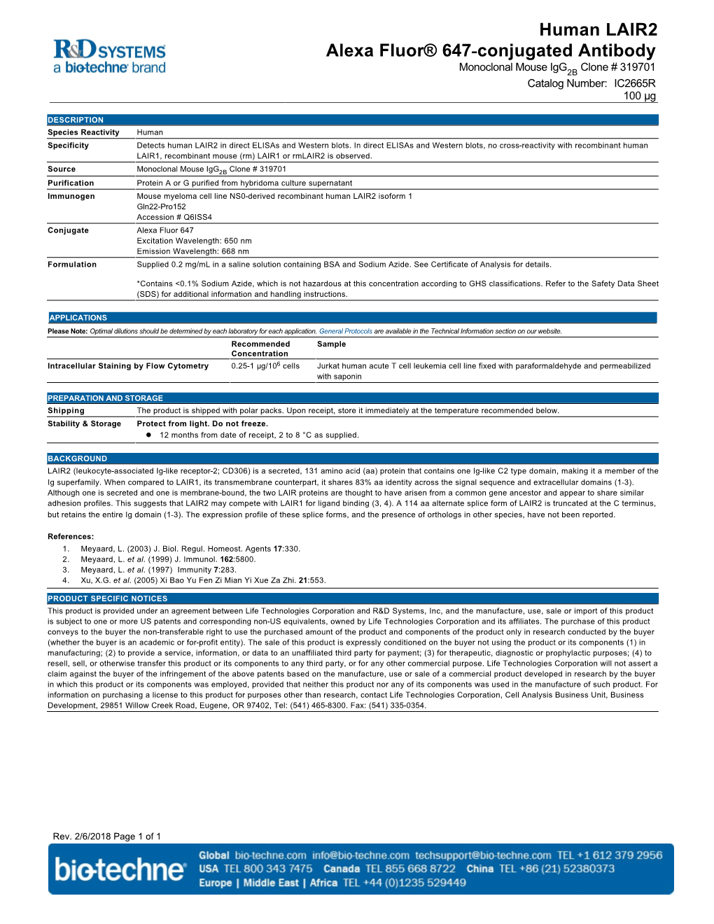 Human LAIR2 Alexa Fluor® 647-Conjugated Antibody