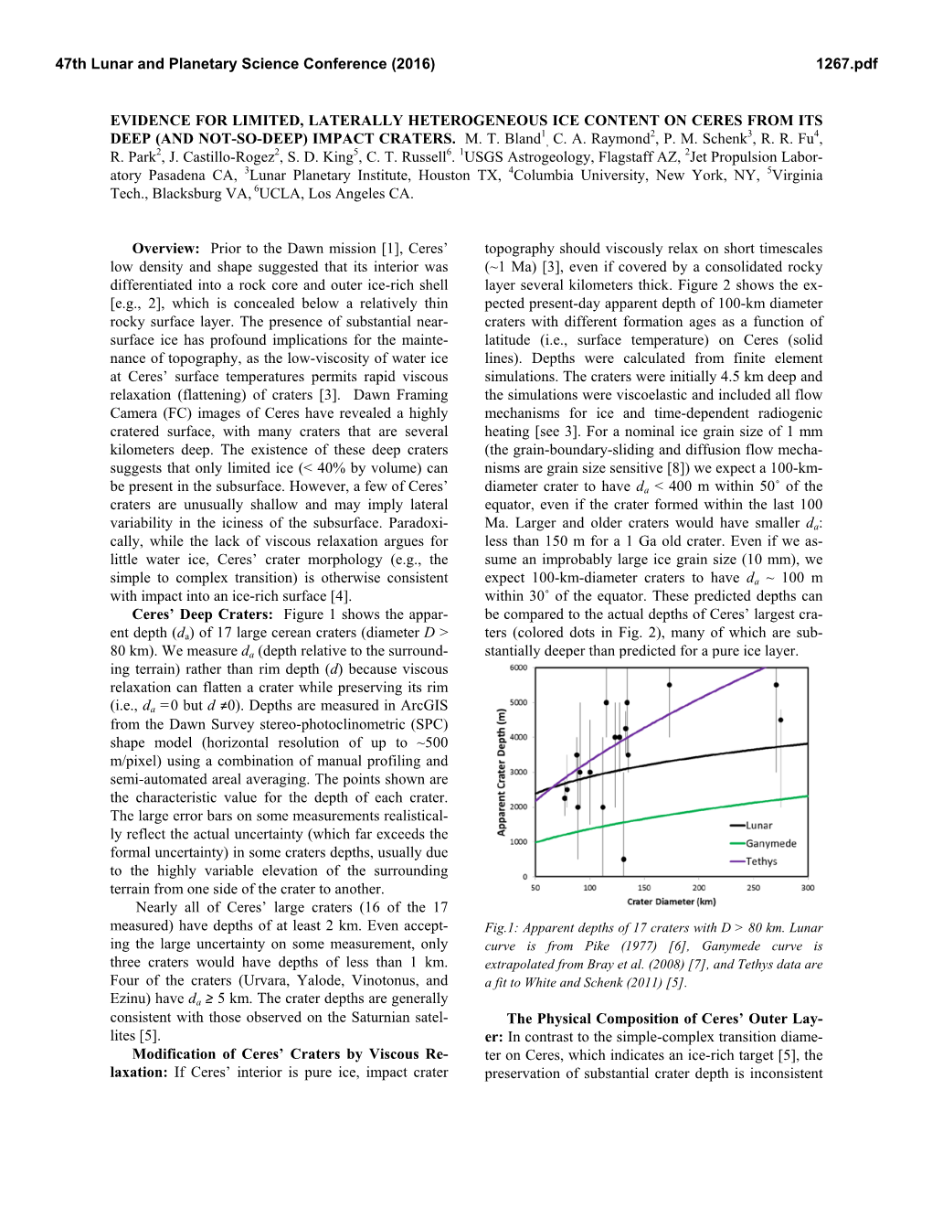 Evidence for Limited, Laterally Heterogeneous Ice Content on Ceres from Its 1 2 3 4 Deep (And Not-So-Deep) Impact Craters