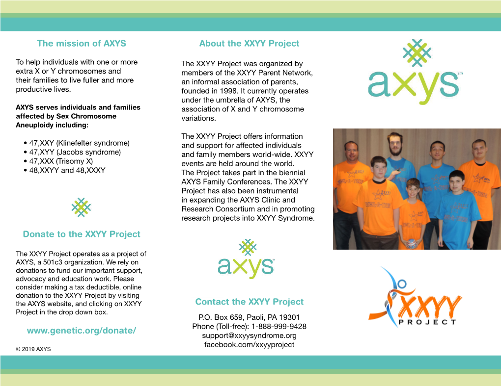 The Mission of AXYS Donate to the XXYY Project