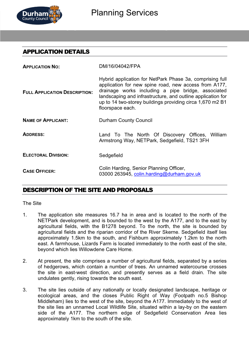 Land to the North of Discovery Offices Netpark Sedgefield.Pdf